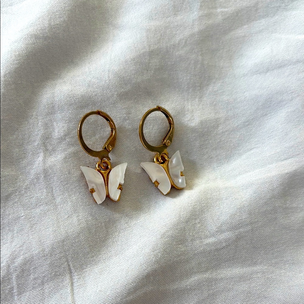 Gold Butterfly Hoop Earrings